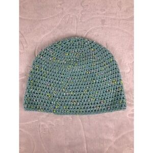 Handmade Crochet Hat Beanie Fitted Mens One Size Mint Green‎ Speckled Knit Warm